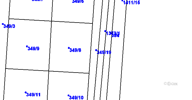 Parcela st. 349/19 v KÚ Mšené-lázně, Katastrální mapa