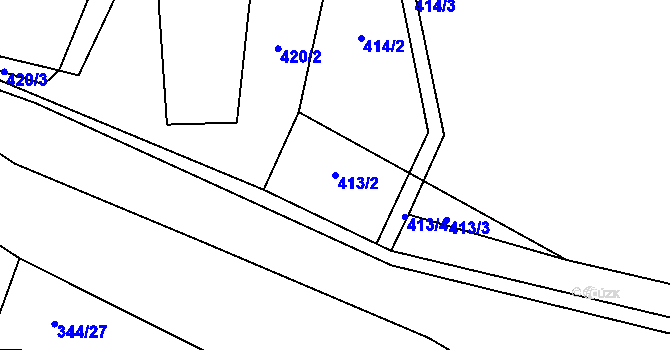 Parcela st. 413/2 v KÚ Mšené-lázně, Katastrální mapa