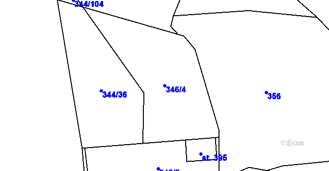Parcela st. 346/4 v KÚ Mšené-lázně, Katastrální mapa
