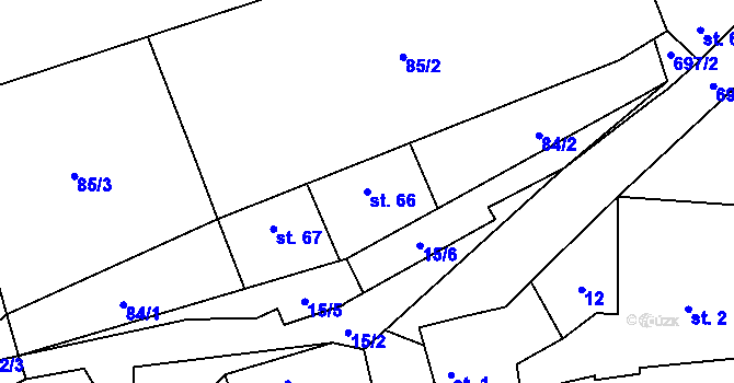 Parcela st. 66 v KÚ Vrbice u Mšeného-lázní, Katastrální mapa