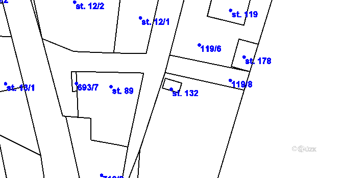 Parcela st. 132 v KÚ Vrbice u Mšeného-lázní, Katastrální mapa