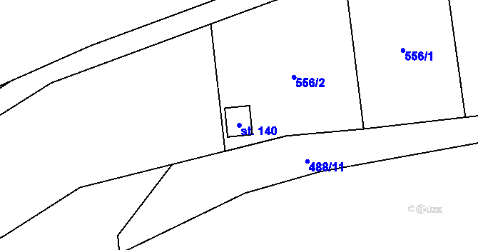 Parcela st. 140 v KÚ Vrbice u Mšeného-lázní, Katastrální mapa