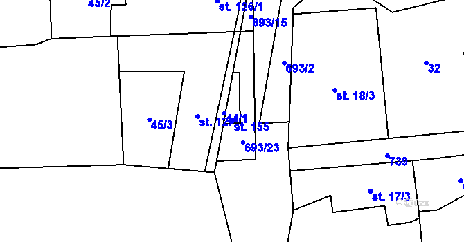 Parcela st. 155 v KÚ Vrbice u Mšeného-lázní, Katastrální mapa