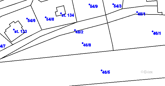 Parcela st. 46/8 v KÚ Vrbice u Mšeného-lázní, Katastrální mapa