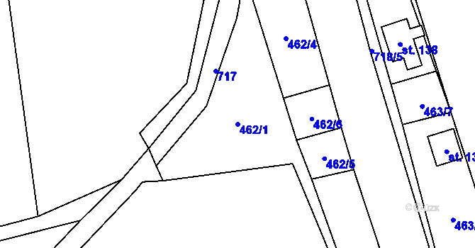 Parcela st. 462/1 v KÚ Vrbice u Mšeného-lázní, Katastrální mapa