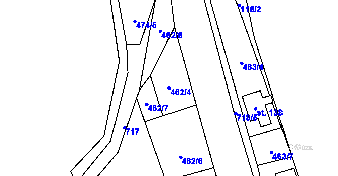 Parcela st. 462/4 v KÚ Vrbice u Mšeného-lázní, Katastrální mapa
