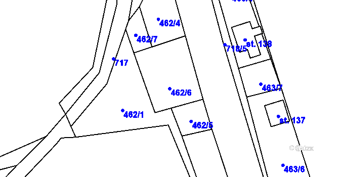 Parcela st. 462/6 v KÚ Vrbice u Mšeného-lázní, Katastrální mapa