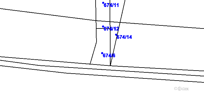 Parcela st. 674/6 v KÚ Vrbice u Mšeného-lázní, Katastrální mapa
