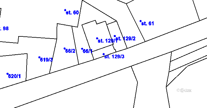 Parcela st. 129/3 v KÚ Vrbice u Mšeného-lázní, Katastrální mapa