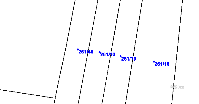 Parcela st. 261/10 v KÚ Vrbice u Mšeného-lázní, Katastrální mapa