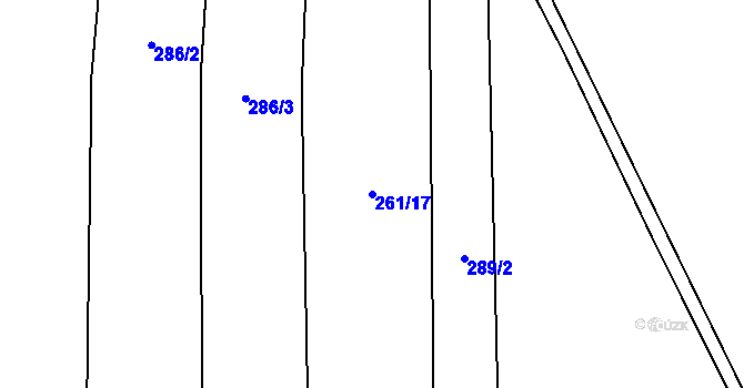 Parcela st. 261/17 v KÚ Vrbice u Mšeného-lázní, Katastrální mapa