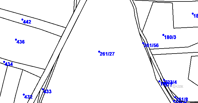 Parcela st. 261/27 v KÚ Vrbice u Mšeného-lázní, Katastrální mapa