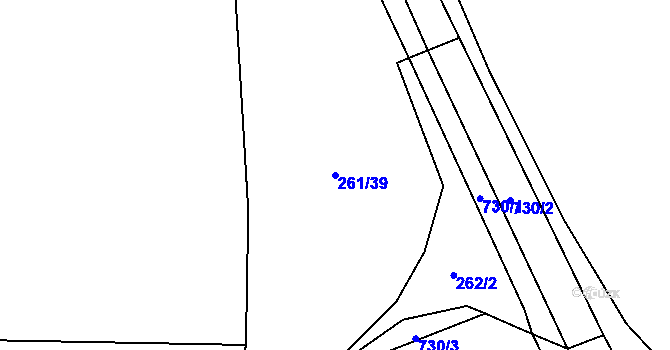 Parcela st. 261/39 v KÚ Vrbice u Mšeného-lázní, Katastrální mapa