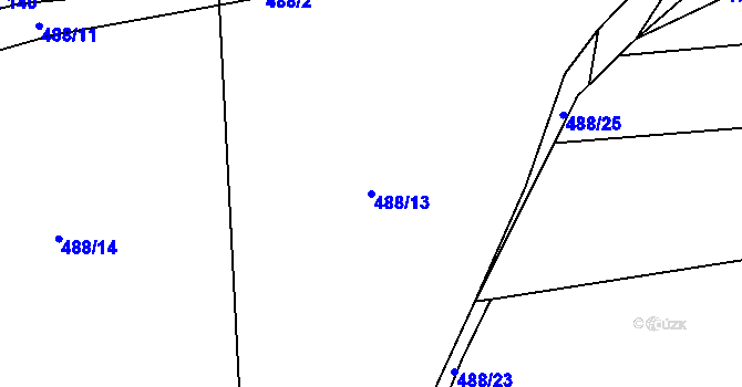 Parcela st. 488/13 v KÚ Vrbice u Mšeného-lázní, Katastrální mapa