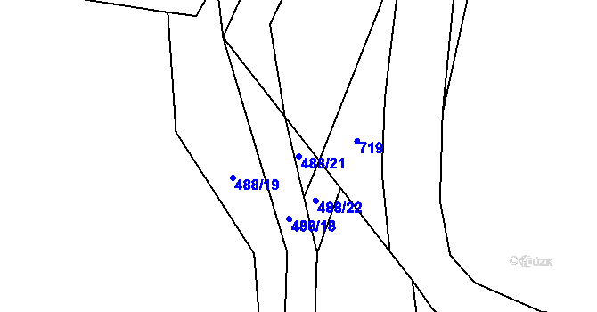 Parcela st. 488/21 v KÚ Vrbice u Mšeného-lázní, Katastrální mapa