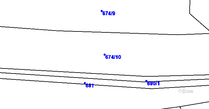 Parcela st. 674/10 v KÚ Vrbice u Mšeného-lázní, Katastrální mapa
