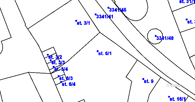 Parcela st. 6/1 v KÚ Mšeno, Katastrální mapa