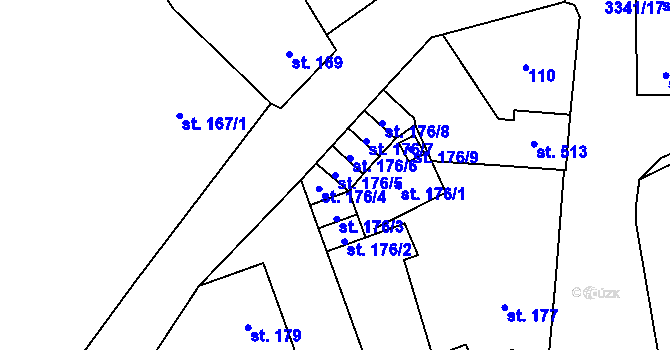 Parcela st. 176/5 v KÚ Mšeno, Katastrální mapa