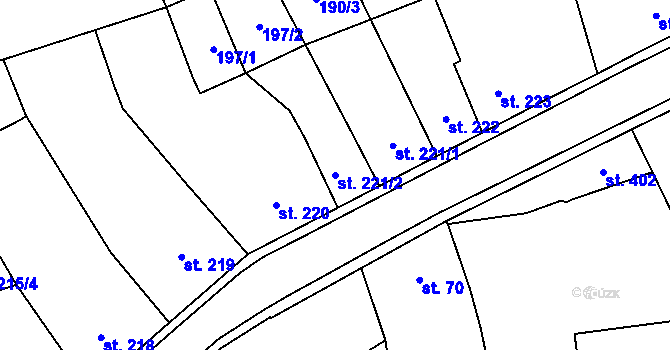 Parcela st. 221/2 v KÚ Mšeno, Katastrální mapa