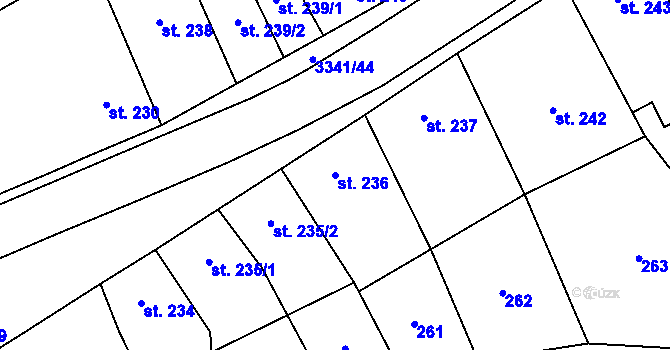 Parcela st. 236 v KÚ Mšeno, Katastrální mapa