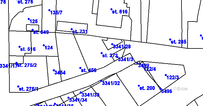 Parcela st. 272 v KÚ Mšeno, Katastrální mapa
