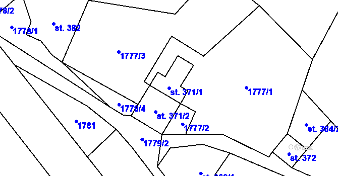 Parcela st. 371/1 v KÚ Mšeno, Katastrální mapa