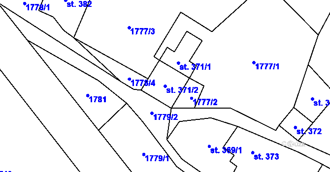 Parcela st. 371/2 v KÚ Mšeno, Katastrální mapa