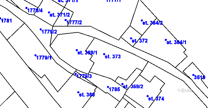 Parcela st. 373 v KÚ Mšeno, Katastrální mapa