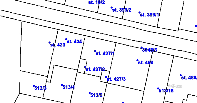 Parcela st. 427 v KÚ Mšeno, Katastrální mapa