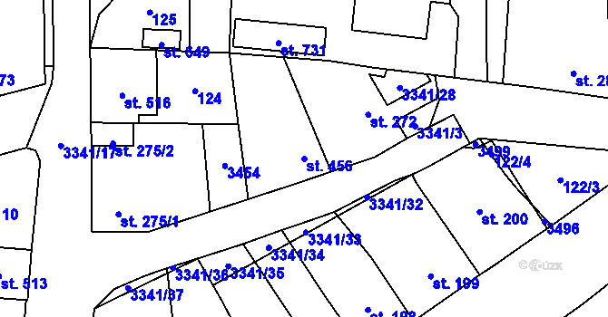 Parcela st. 456 v KÚ Mšeno, Katastrální mapa