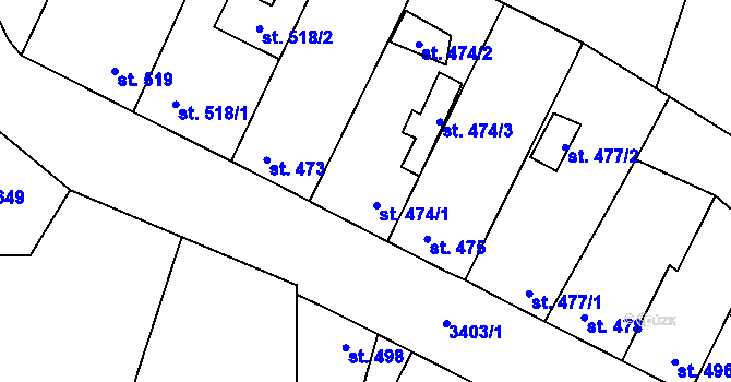 Parcela st. 474 v KÚ Mšeno, Katastrální mapa