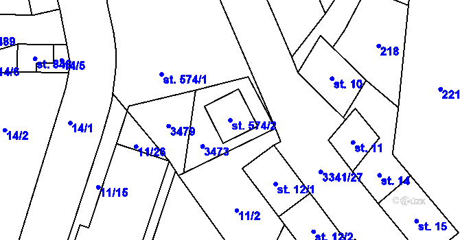 Parcela st. 574/2 v KÚ Mšeno, Katastrální mapa