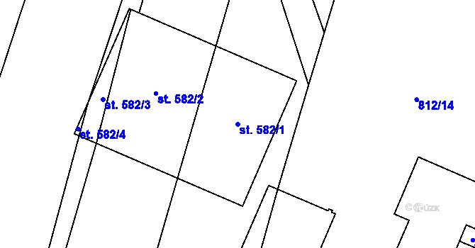Parcela st. 582/1 v KÚ Mšeno, Katastrální mapa