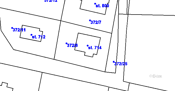 Parcela st. 714 v KÚ Mšeno, Katastrální mapa
