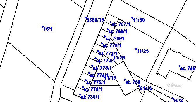 Parcela st. 771/1 v KÚ Mšeno, Katastrální mapa