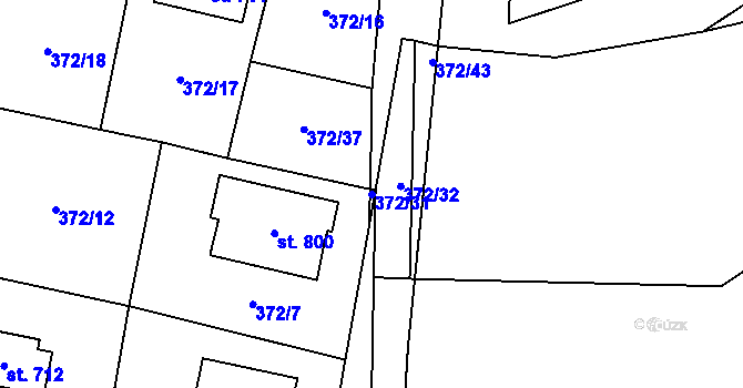 Parcela st. 372/31 v KÚ Mšeno, Katastrální mapa