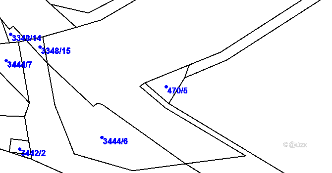 Parcela st. 470/5 v KÚ Mšeno, Katastrální mapa