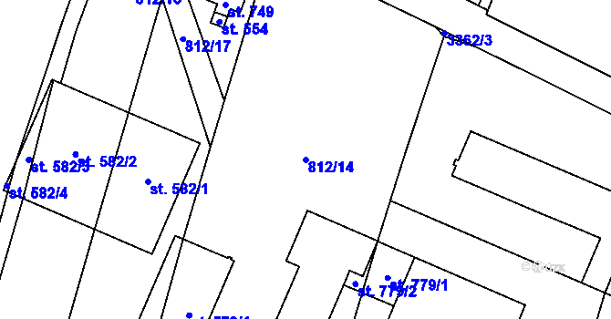 Parcela st. 812/14 v KÚ Mšeno, Katastrální mapa