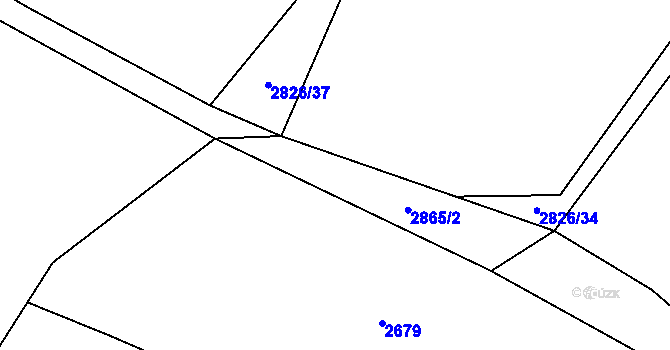 Parcela st. 2865 v KÚ Mšeno, Katastrální mapa