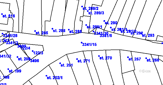 Parcela st. 3341/15 v KÚ Mšeno, Katastrální mapa