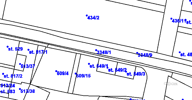 Parcela st. 3348/1 v KÚ Mšeno, Katastrální mapa