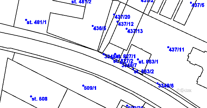 Parcela st. 3348/5 v KÚ Mšeno, Katastrální mapa