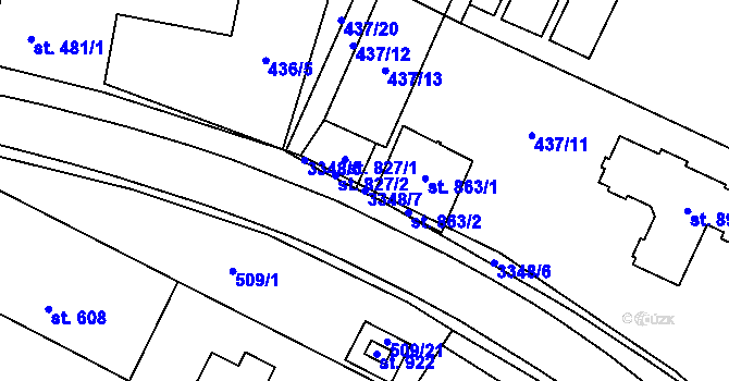 Parcela st. 3348/7 v KÚ Mšeno, Katastrální mapa