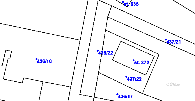 Parcela st. 436/22 v KÚ Mšeno, Katastrální mapa