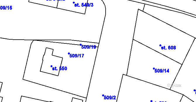 Parcela st. 509/19 v KÚ Mšeno, Katastrální mapa