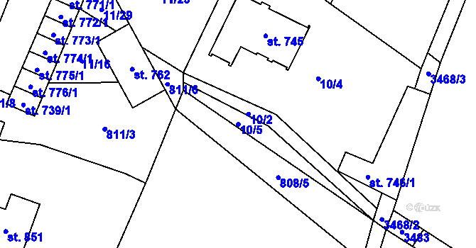 Parcela st. 10/5 v KÚ Mšeno, Katastrální mapa