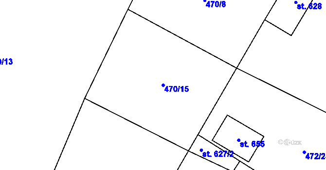 Parcela st. 470/15 v KÚ Mšeno, Katastrální mapa