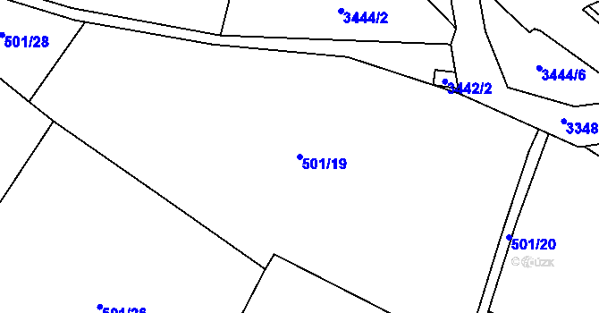 Parcela st. 501/19 v KÚ Mšeno, Katastrální mapa