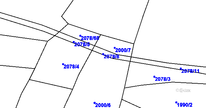 Parcela st. 2078/8 v KÚ Mšeno, Katastrální mapa