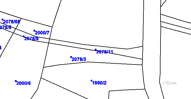 Parcela st. 2078/11 v KÚ Mšeno, Katastrální mapa